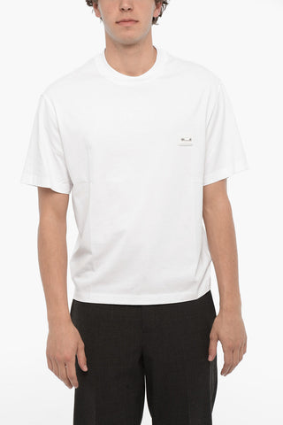 Crew Neck EYELET T-Shirt with Decorative Detail