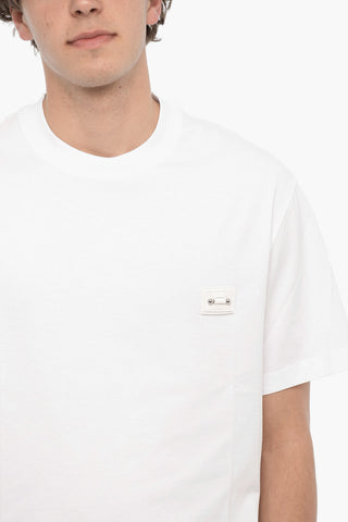 Crew Neck EYELET T-Shirt with Decorative Detail