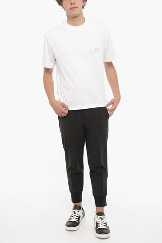 Crew Neck EYELET T-Shirt with Decorative Detail