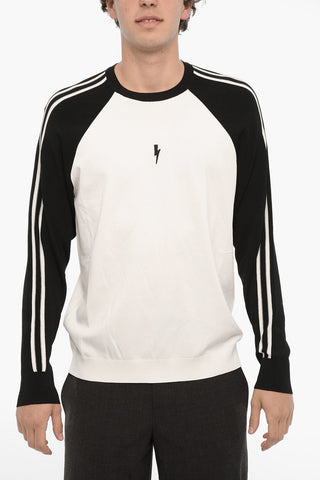 Two-Tone Slim Fit Crew Neck Sweater