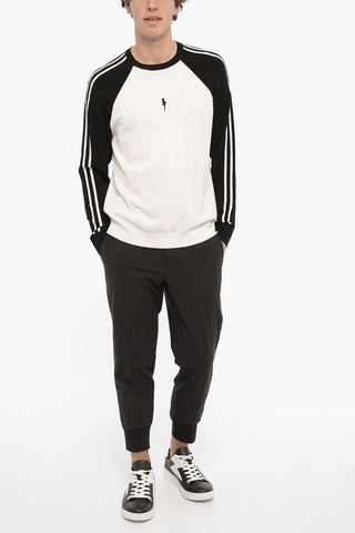Two-Tone Slim Fit Crew Neck Sweater