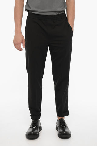 Pantaloni Casual Slim Fit Ad Orlo con Risvolto