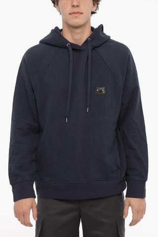 Fleeced-Cotton Easy Fit Hoodie with Piercing