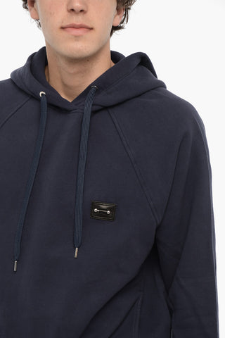 Fleeced-Cotton Easy Fit Hoodie with Piercing