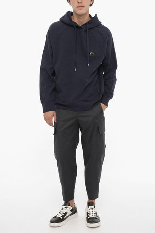 Fleeced-Cotton Easy Fit Hoodie with Piercing