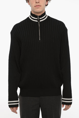 Maglia Mezza Zip a Costine Blouson Fit