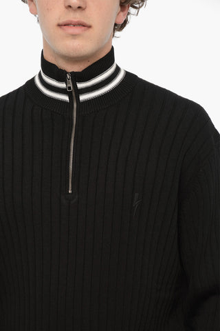 Maglia Mezza Zip a Costine Blouson Fit