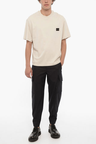 Slim Fit Crew-neck T-Shirt with Piercing Detail