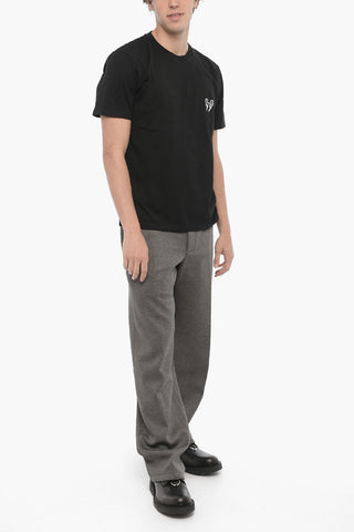 Slim Fit Crew-neck T-Shirt with Thunderbolts Embroidery