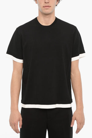 Solid Color Loose Fit T-Shirt with Contrasting Edges