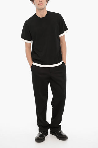 Solid Color Loose Fit T-Shirt with Contrasting Edges