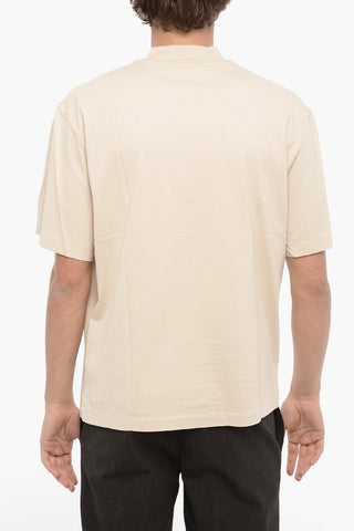 T-shirt Girocollo in Cotone con Dettagli Occhielli