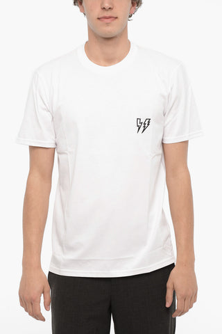 Solid Color Slim Fit Crew-neck T-Shirt with Contrasting Detail