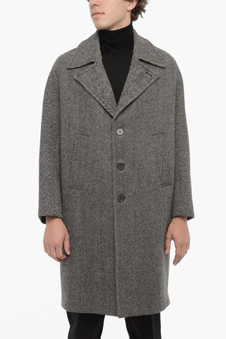 Cappotto Herringbone Oversize in Lana Vergine