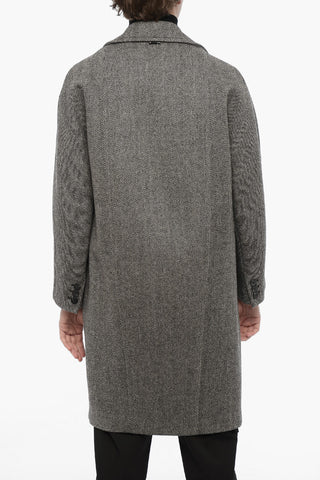 Cappotto Herringbone Oversize in Lana Vergine