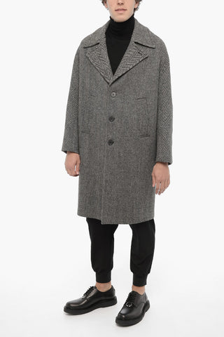 Cappotto Herringbone Oversize in Lana Vergine