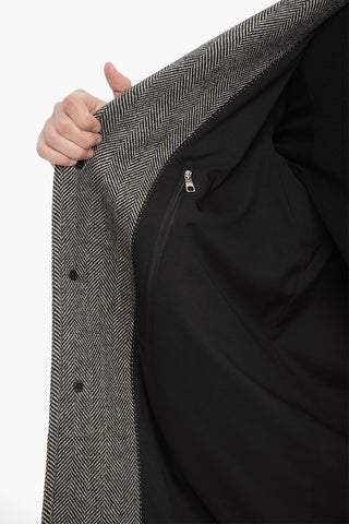 Cappotto Herringbone Oversize in Lana Vergine