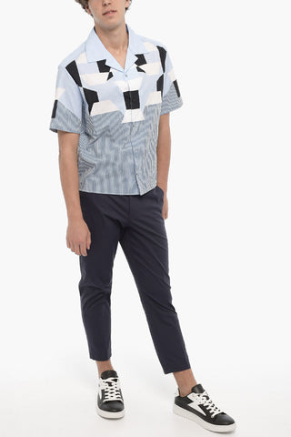 Geometric Patterned CUBIST FAIR-ISLE Cotton Shirt