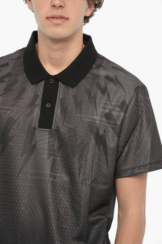Thunder Bolt Printe Slim Fit Polo Shirt