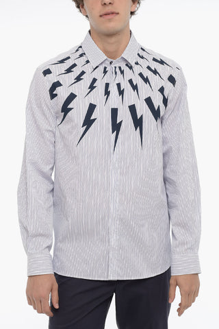 Awning Striped Shirt with Thunderbolt Print