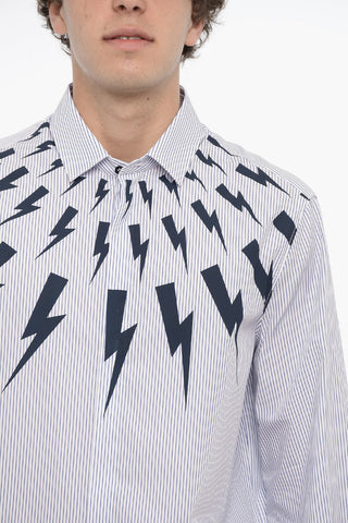 Awning Striped Shirt with Thunderbolt Print