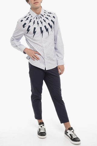 Awning Striped Shirt with Thunderbolt Print