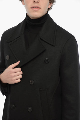 Wool Blend Easy Fit Double Breasted Coat