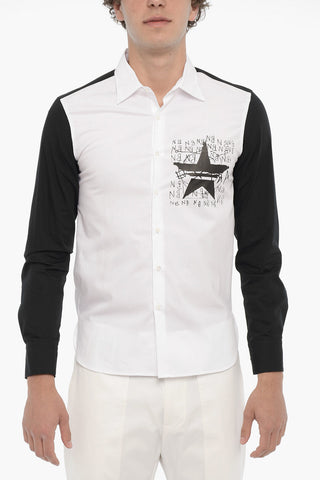 Poplin Cotton Shirt with Spread Collar