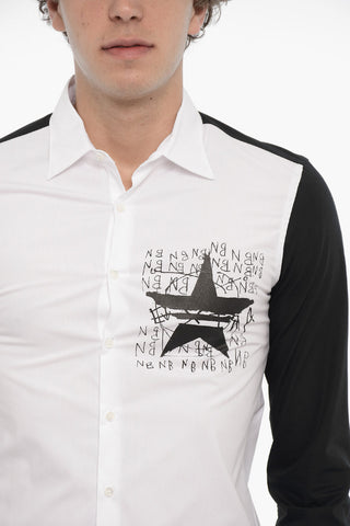 Poplin Cotton Shirt with Spread Collar