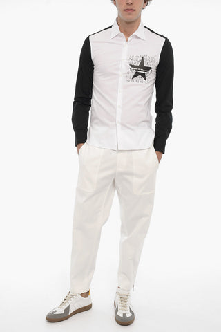 Poplin Cotton Shirt with Spread Collar