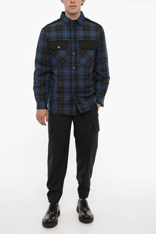 Checked Nylon Overshirt with Double Breast Pocket