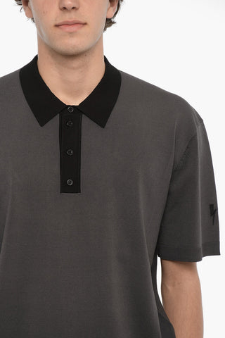 3-Buttons Polo Shirt with Ribbed Edges