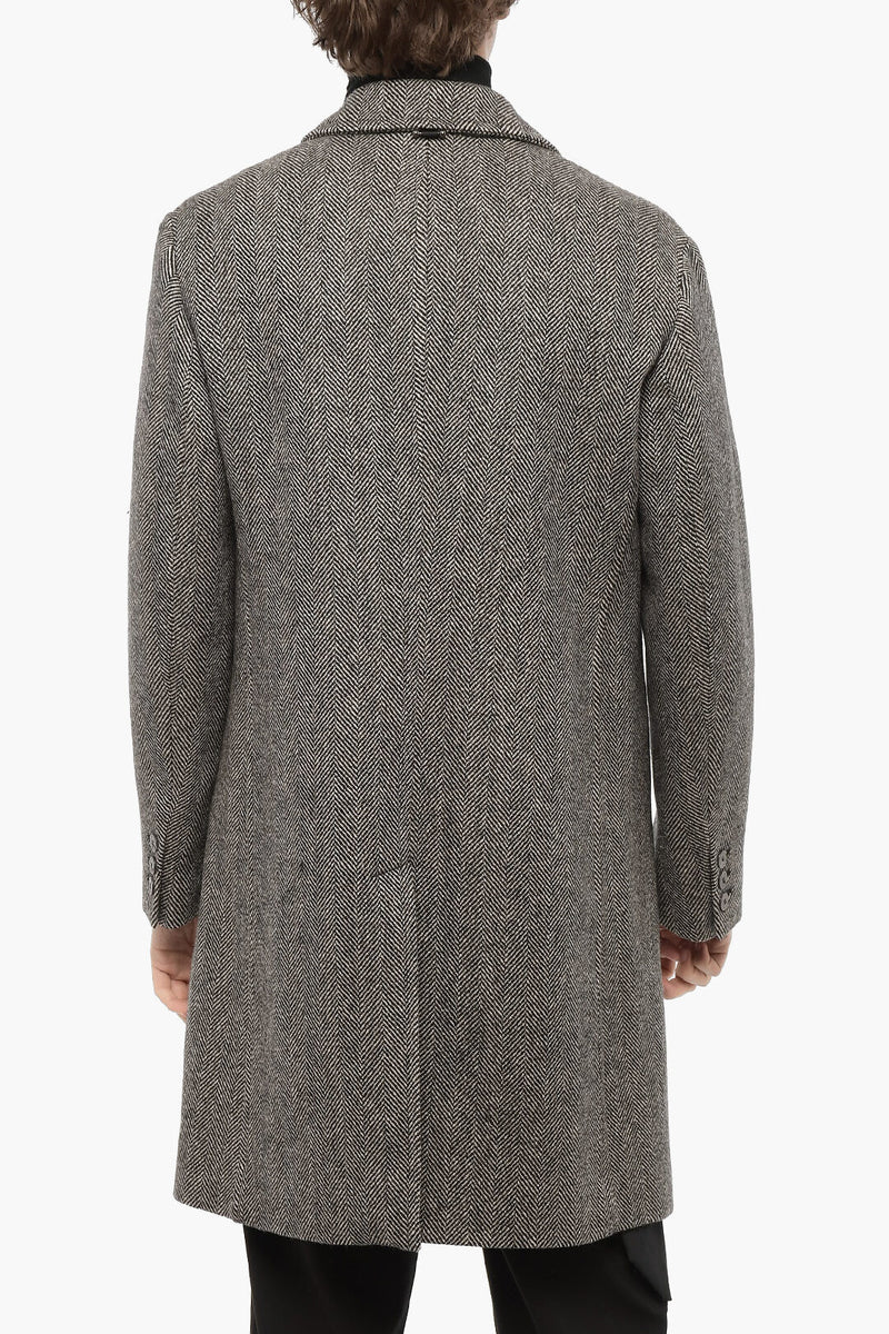 Neil Barrett – Virgin Wool Coat with Herringbone Pattern – Men 