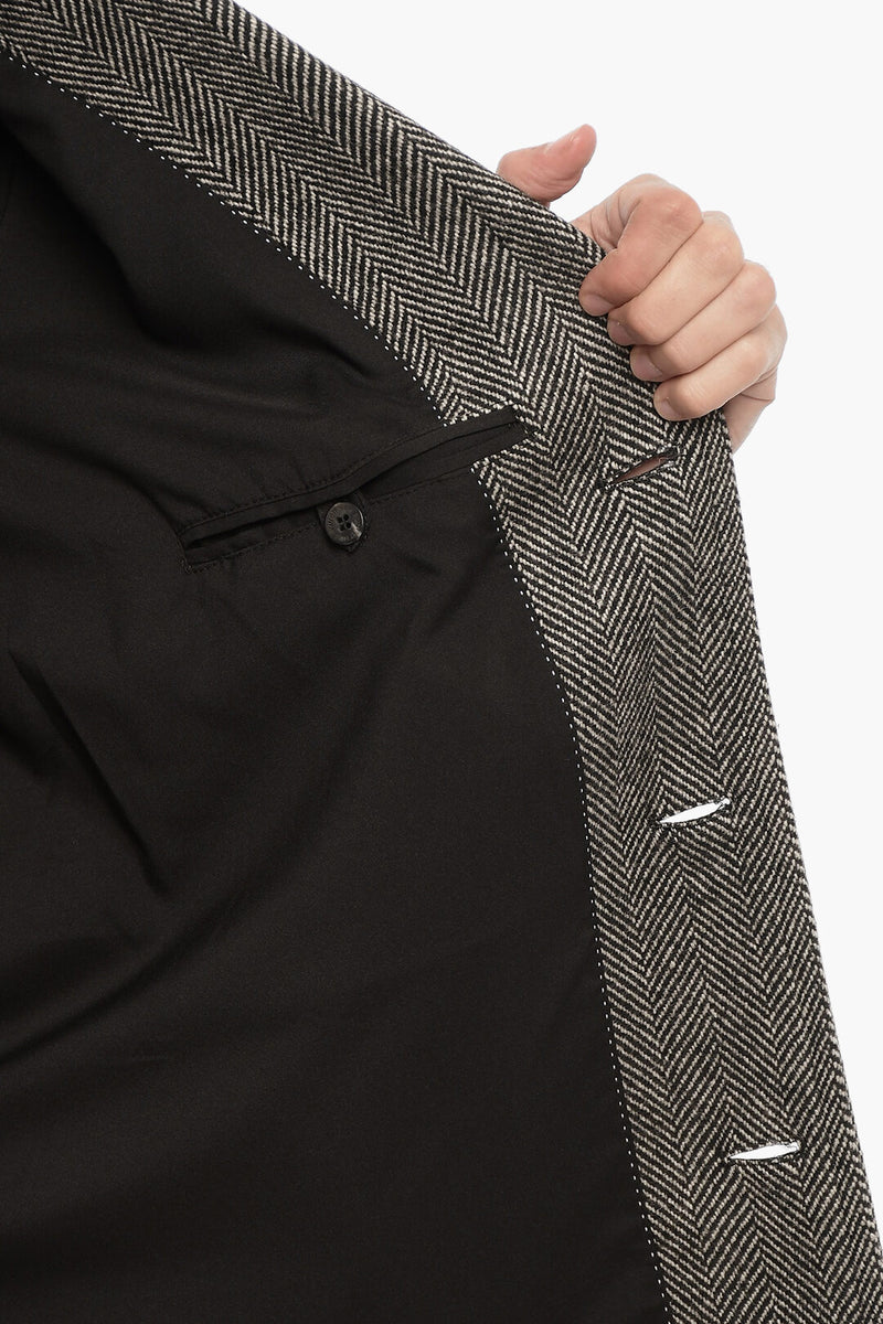 Neil Barrett – Virgin Wool Coat with Herringbone Pattern – Men 