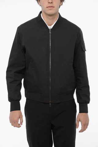Bomber in Cotone a Tinta Unita con Chiusura Zip