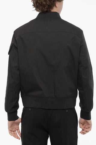 Bomber in Cotone a Tinta Unita con Chiusura Zip