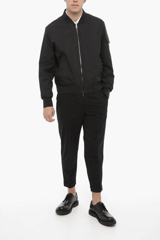 Bomber in Cotone a Tinta Unita con Chiusura Zip