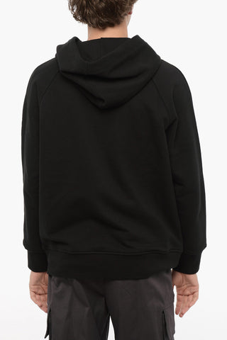Felpa Hoodie in Cotone Garzato Stampata
