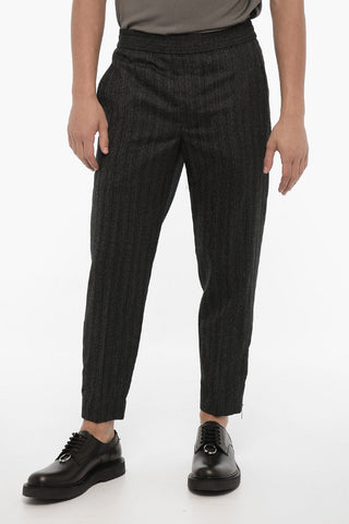 Slim-Fit Virgin Wool Trousers With Ankle Zip