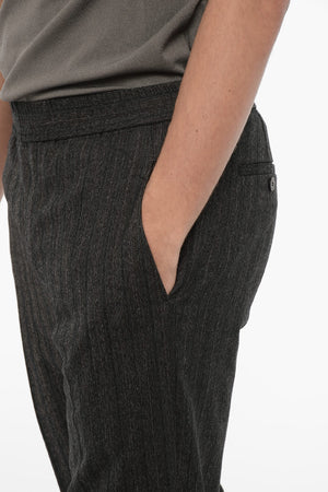 Pantaloni Slim Fit In Lana Vergine con Zip alla Caviglia