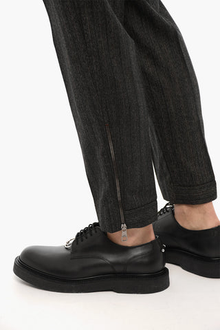 Slim-Fit Virgin Wool Trousers With Ankle Zip
