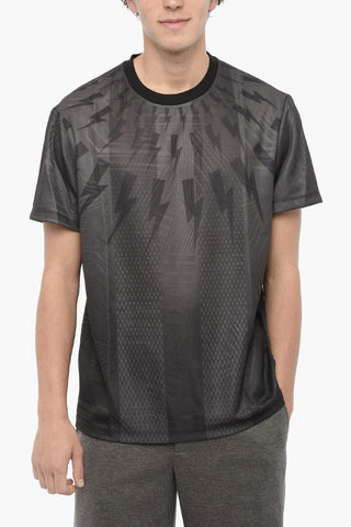 Slim Fit Crew-neck T-shirt with Thunderbolt Print