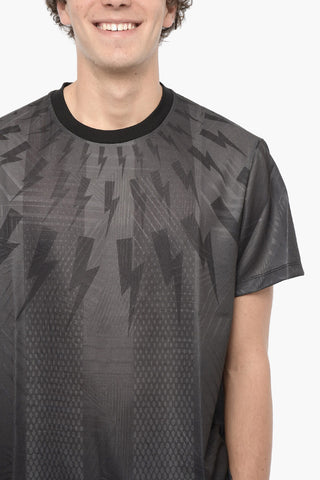 Slim Fit Crew-neck T-shirt with Thunderbolt Print