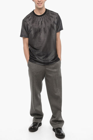 Slim Fit Crew-neck T-shirt with Thunderbolt Print