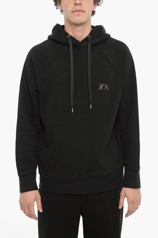 Fleeced-Cotton Easy Fit Hoodie with Piercing