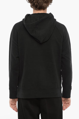 Fleeced-Cotton Easy Fit Hoodie with Piercing