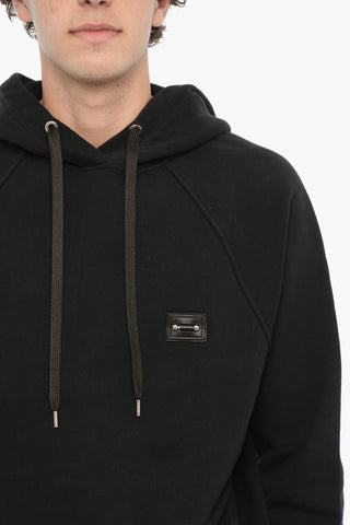 Fleeced-Cotton Easy Fit Hoodie with Piercing