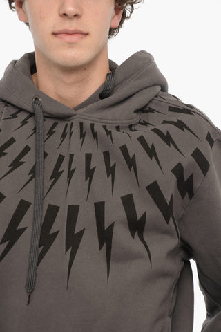 Felpa Hoodie Easy Fit con Stampa Thunderbolt