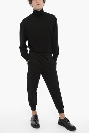 Skinny-Fit Cargo Pants with Elastic Waist