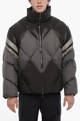 Padded Jacket with Vegan Leather Trims